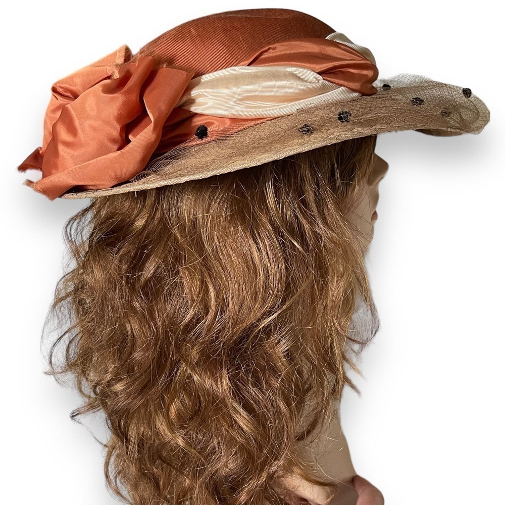 Whittall and Eric Javits Wide Brim Woven Straw With Netting Vintage 1980’s - Picture 7 of 16